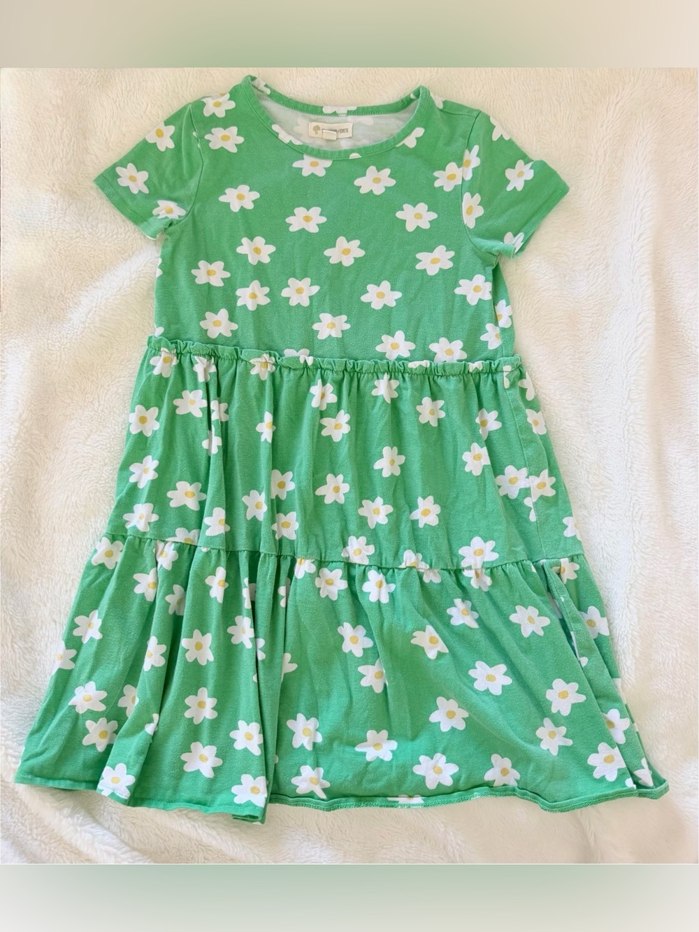 Tucker + Tate Girls Green Daisy Floral Print Tiered Dress Size 7 Nordstrom